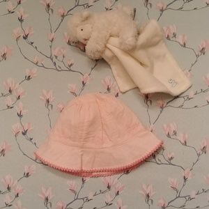 Janie and Jack Pink Floral Embroidered Sun Hat EUC